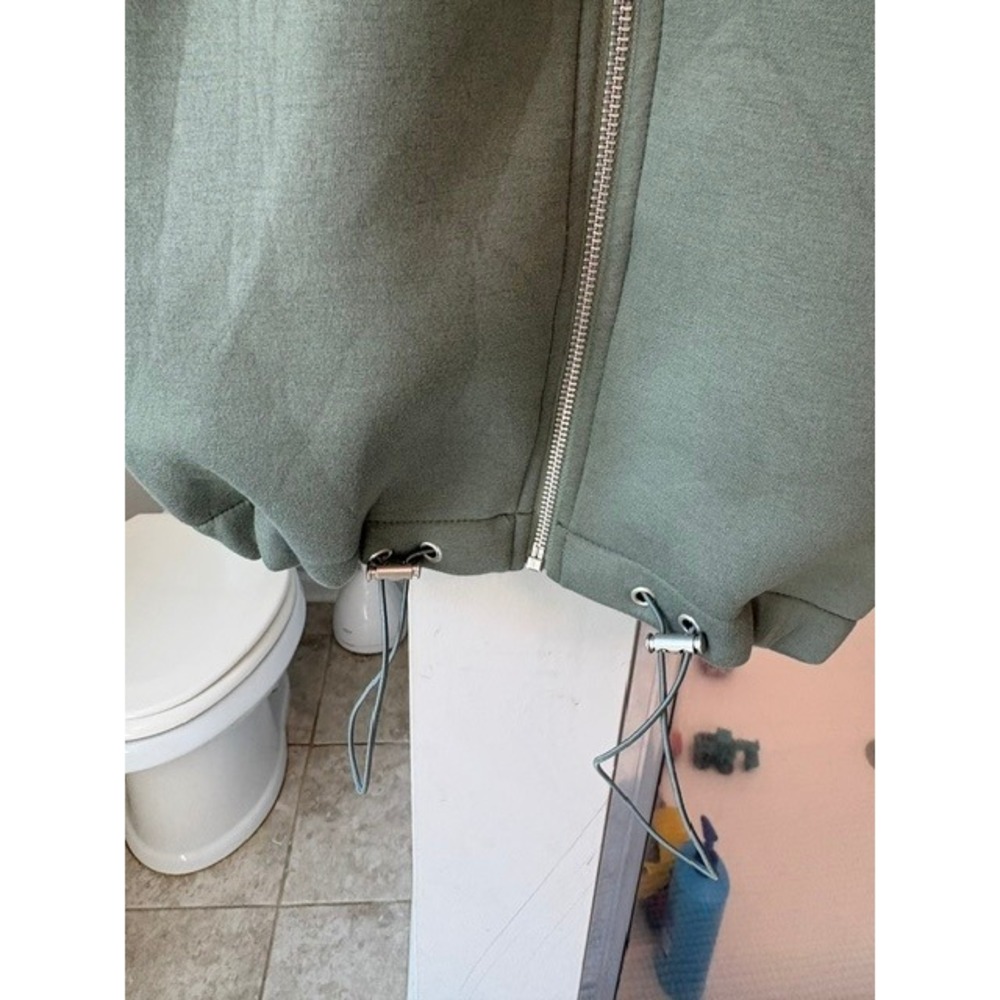 NWT Scoop Scuba Zip-Up Hoodie Jacket Sage Green XS Oversized Drawstring Hem - Picture 3 of 5